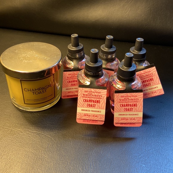 🆕 🥂 CHAMPAGNE TOAST - Candle & 6 Wallflowers Bundle Bath & Body Works Refills - Picture 15 of 15